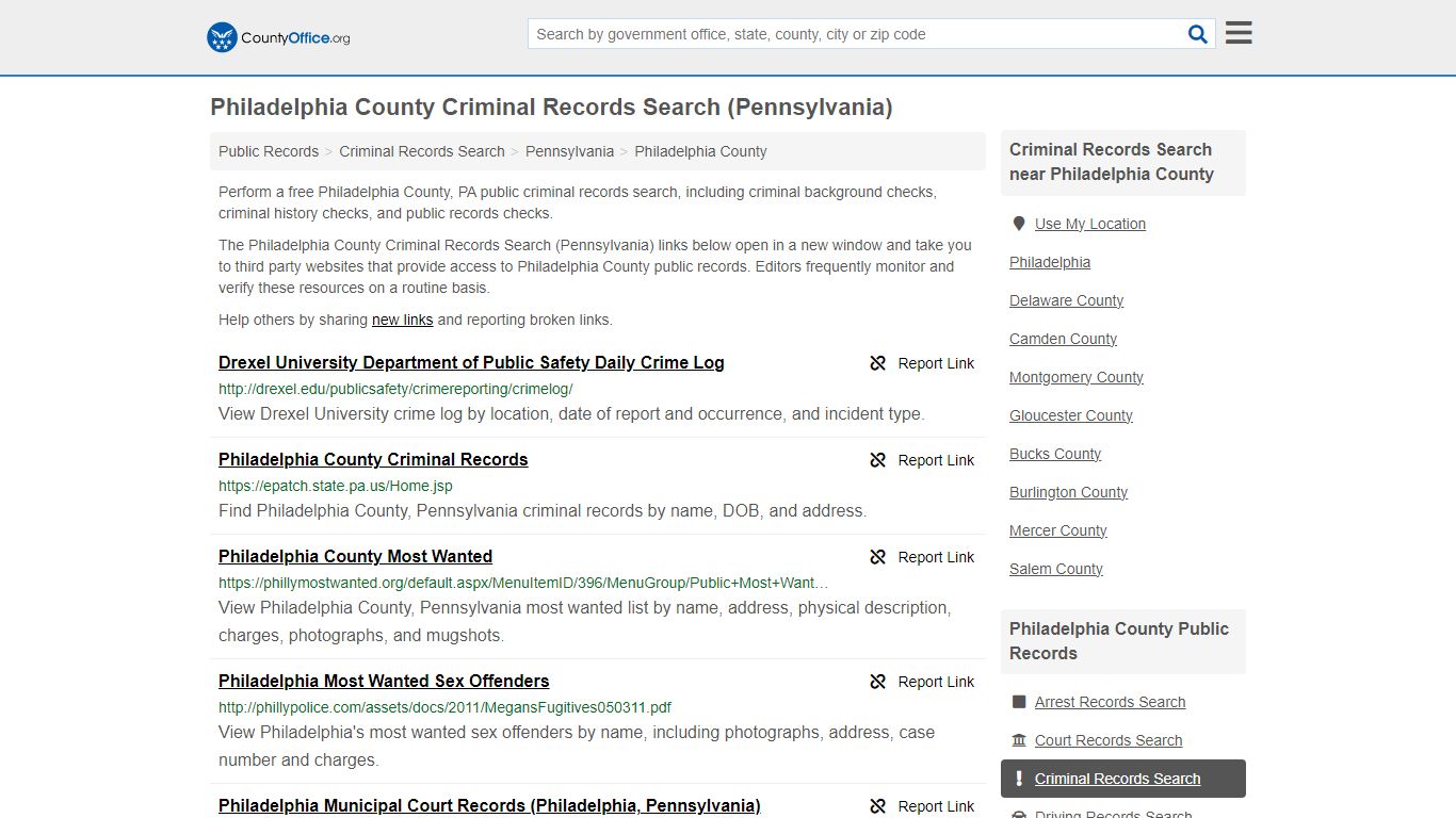 Criminal Records Search - Philadelphia County, PA (Arrests, Jails ...